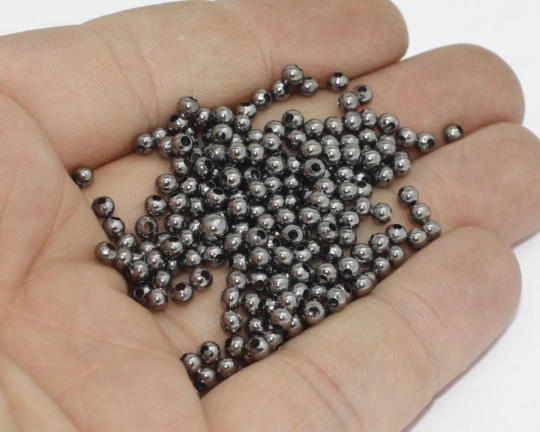 3mm Gunmetal Beads, Ball Beads, Bracelet Beads, CR159