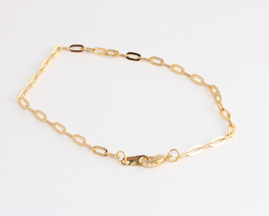 7" 24k Shiny Gold Cable Bracelet, Finished, Lobster clasp CHK719-2