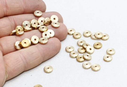 7,5mm Raw Brass Beads, Rondelle Beads, Coin Beads,  EYM29