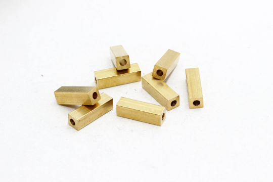 20mm Brass Square Beads, Solid Brass, Square Tubes,  AE165