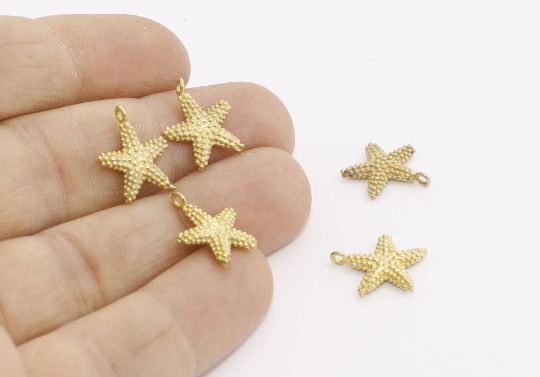 13x16mm Raw Brass Starfish, Starfish Charms, Sea Animals,  AE191