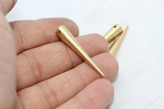 7x40mm Raw Brass Spike Charms, Long Bar, Spike ,  AE101