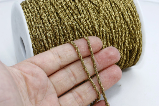 Raw Brass Snake Chain, 2,5mm Round Mesh Solid Chains, Brass, THE49