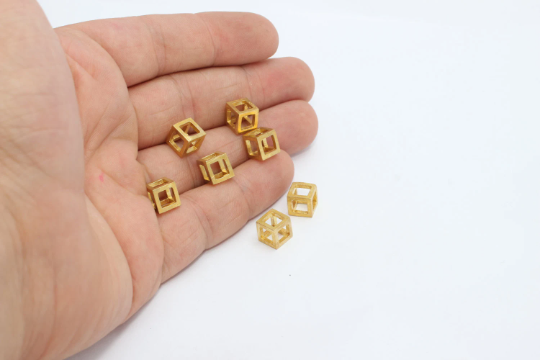 7mm Raw Brass Cube Charms, Cube Necklace,  3D Cube, SOM62