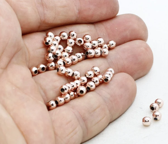 6mm Rose Gold Beads, Spacer Beads, Hollow Beads, Round  ROSE76