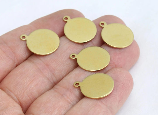 16mm Raw Brass Disc, Round Stamping Disc, Round Tag, AE86