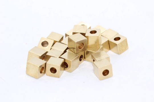 6mm Raw Brass Cube Beads, Cube Tubes, Tube Beads, Large Cube Beads, Spacer Beads, Connector Beads, Raw Brass Findings, TV, KA42