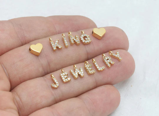 24k Shiny Gold Cz Letter , A-Z Letters -pave letter gold latters  HRF24