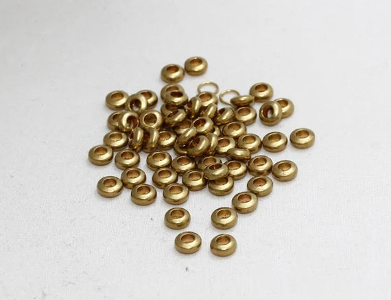 5,7mm Raw Brass Spacer Beads, Brass Spacers, Rondelle KA78