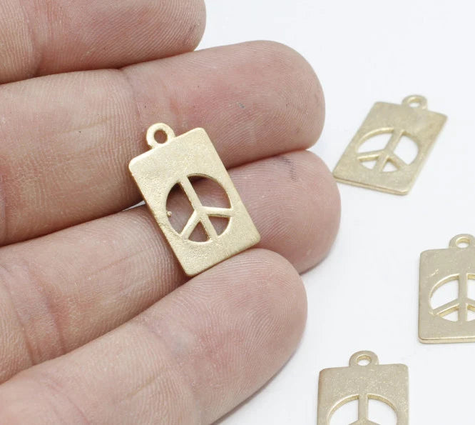 12x20mm Raw Brass Peace Sign, Peace Pendant, Raw Brass Findings, SOM95