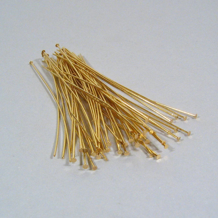 23ga 60mm Head Pins , 24k Shiny Gold Plated , Headpins , TBP32