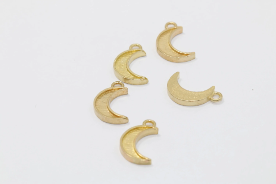 8x14mm  Raw Brass Moon Charms , Crescent moon charm, SOM253