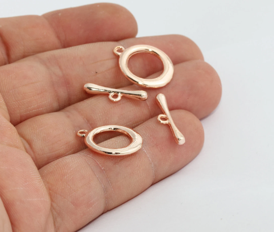 16x19mm Rose Gold Toggle Clasp, Ring T Bar, T Bar , CHK205-2