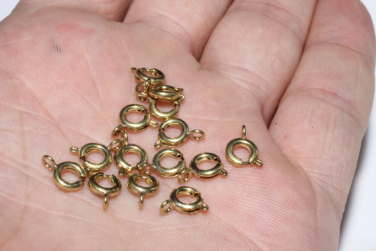 6mm Raw Brass Spring Clasp, Round Clasp, Ring Clasps, Spring Clasp, Raw Brass Clasp, Lobster Clasp, Raw Brass Findings, BXB492