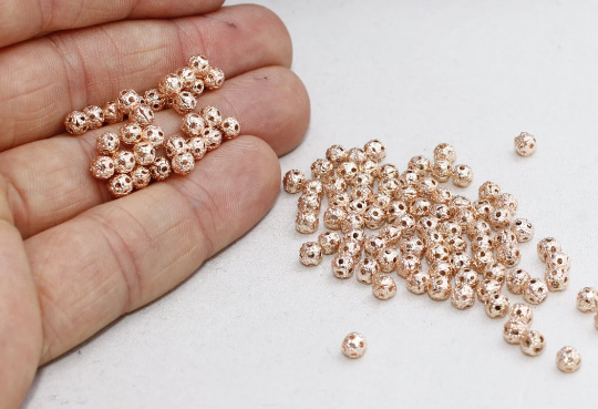 4mm Rose Gold Plated Ball Beads, Round Beads, Gold  ROSE166