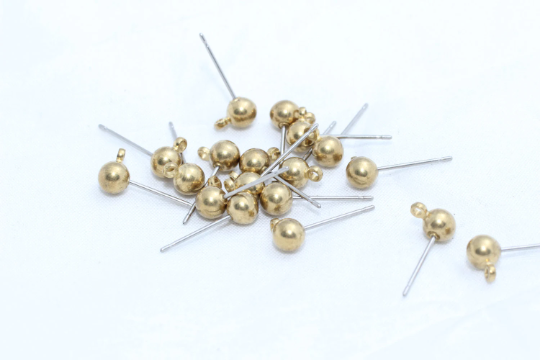 5mm Stainless Steel Ear Posts, Earring Post, Brass Ball Stud  BXB487