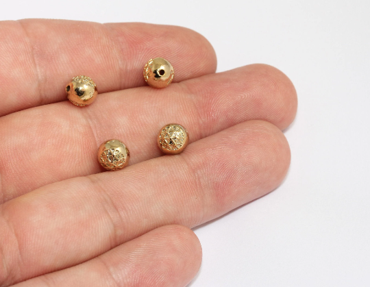 7,5mm 24k Shiny Gold Beads, Spacer Beads, Hollow spacer MLS1022