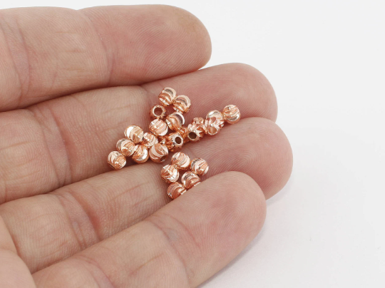 4mm Rose Gold Laser Cut Beads, Faceted Beads, Spacer  ROSE626