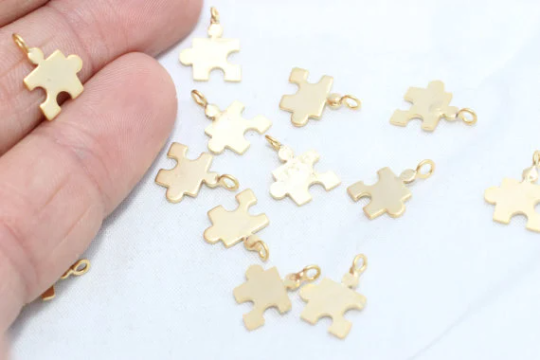 10mm 24k Matt Gold Puzzle Charm,Small Puzzle Charm BRT241