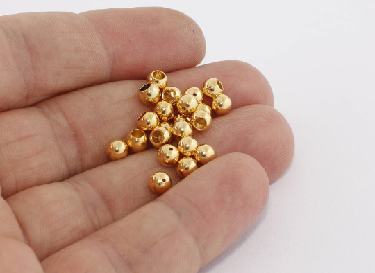 4mm 24k Shiny Gold Bead Caps, Spacer Beads, Hollow Beads MTE222