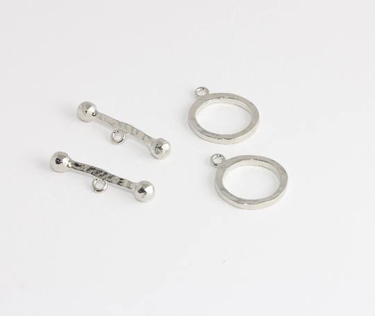 16x25mm Rhodium Plated Toggle Clasp, T Bar Ring , XP411