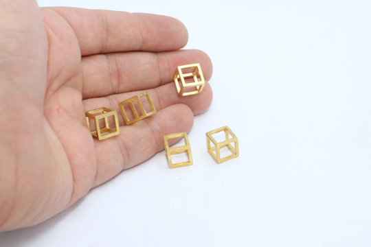 10mm Raw Brass Cube Charms, Cube Necklace,Geometric SOM63