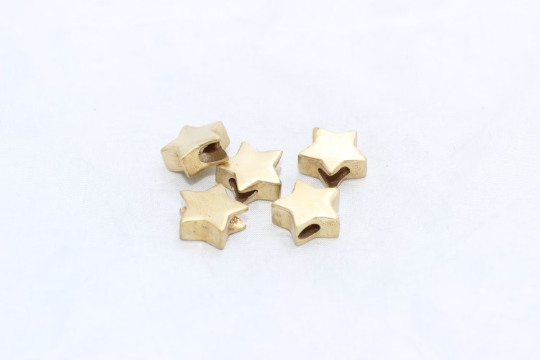 15mm Raw Brass Star Beads, Large Hole Beads, Star Charms,  SOM47