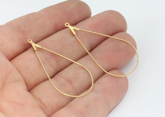 22x43mm Raw Brass Hoop Earrings, Drop Earrings , Hoop   CHK183