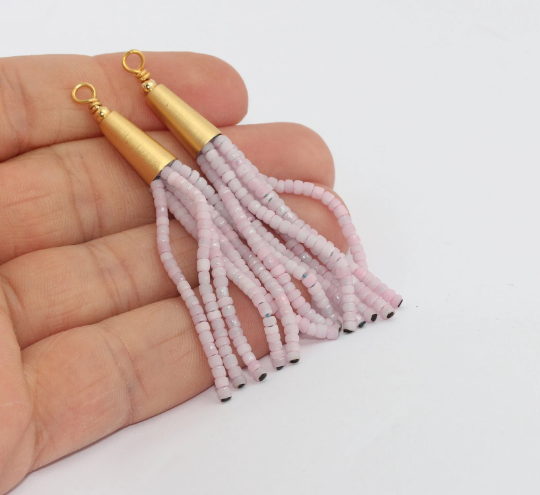 6x70mm Light Purple Beads Tassel, Purple Afghan Tassel, MTE1034