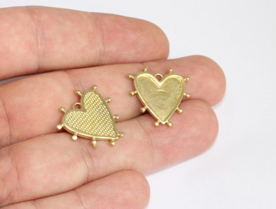 21mm Raw Brass Heart Charms, Love Necklace, Raw MLS819