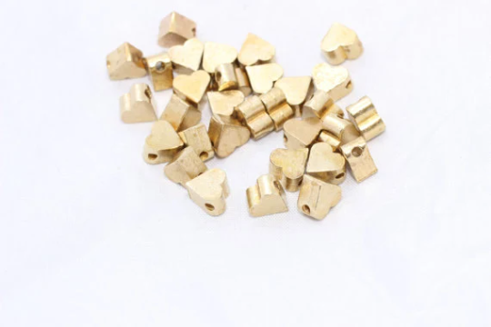 7mm Raw Brass Heart Charms, Heart Pendant, Dainty Charms, KA64