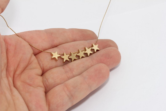 7,5mm Raw Brass Star Beads, Star Charms, Top Hole Star MTE1029