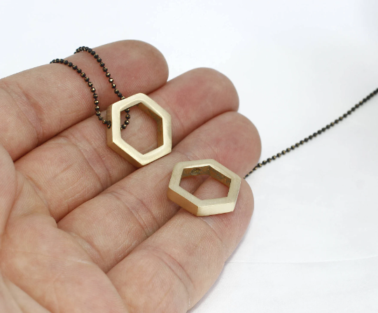 17mm Raw Brass Hexagon Charms, Honeycomb Charms, SOM308