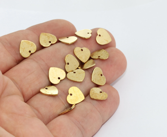 9x10mm Raw Brass Heart Charms, Heart Pendant, CHK348