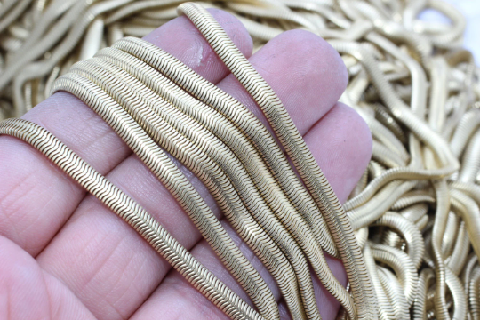 Brass Snake Chains 4mm Foxtail Chains - Flat Snake Chains BXB322