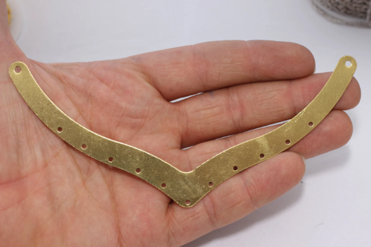 14x140mm Raw Brass Collar, Necklace Findings, Multi-hole  AC12