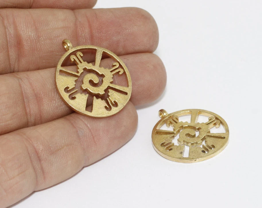 24mm Raw Brass Hunab Ku Charms, Hunab Ku Pendant,  SOM1