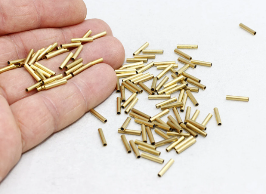 2x10mm Raw Brass Spacer Tubes, Tube Beads, Round  TBR50