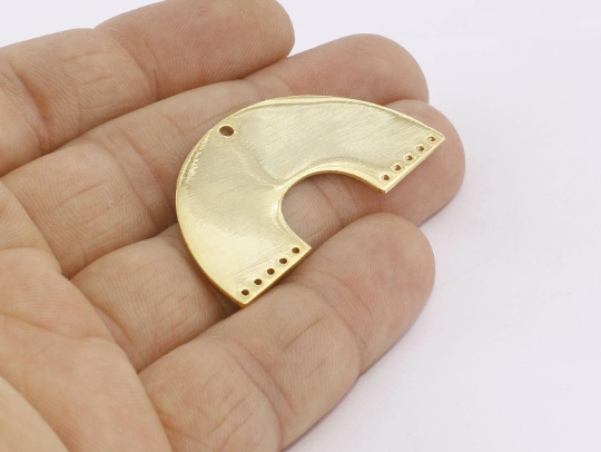 21x41mm 24k Shiny Gold Semicircle, Half Moon Charms,  MTE270