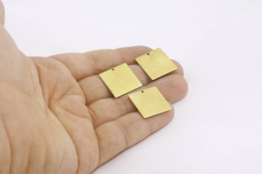 18mm Raw Brass Square Disc, Square Charms, Stamping  AE168