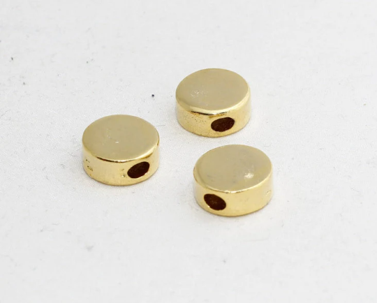 14mm 24k Shiny Gold Round Beads, Large Hole Beads,            MTE48