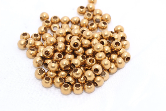 5mm Raw Brass Beads, Spacer Beads, Hollow Beads, Tiny BDS5