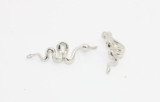 14x44mm Rhodium Snake Charms, Snake Connector, snake MTE875