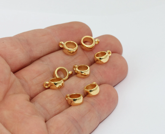 24k Shiny Gold Beads, Connector Beads, Two Hole ,Gold  BRT812