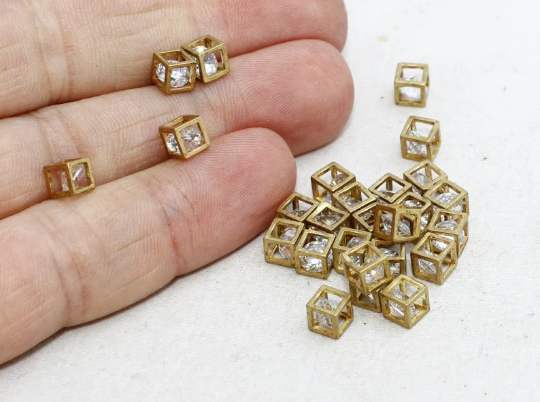 Raw Brass Cube Beads , 5mm, Open Square Beads, Cube SOM176