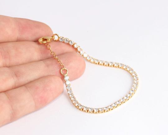 7'' 24k Shiny Gold Tennis Bracelet, Cubic Zirconia Tennis           BXB286-1