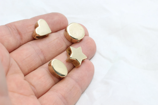 Large Hole Beads, Raw Brass Hearts, Raw Brass Stars, Raw, SOM