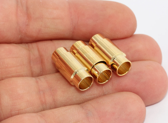 6mm Inner Size 24k Shiny Gold Magnetic Clasps, Round , MGN4