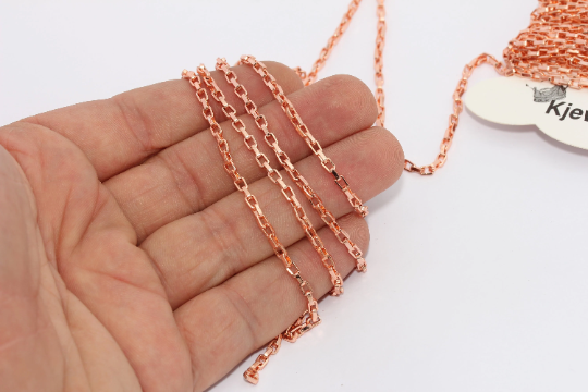 2,5mm Rose Gold Rolo Chain, Necklace Chains, Bulk Lot BXB260-1