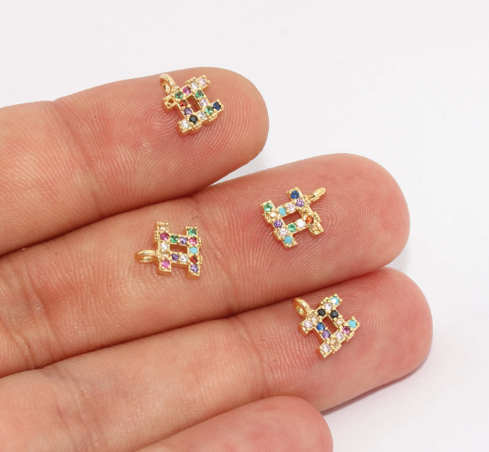 5x8mm 24k Shiny Gold Hashtag, Micro Pave Beads, CZ, ZRCN838